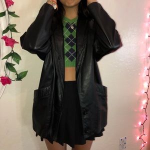 vintage black leather blazer